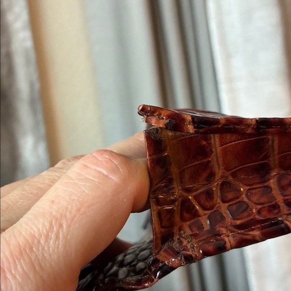 BRAHMIN DEBRA PECAN MELBOURNE GENUINE LEATHER CROC EMBOSSED WRISTLET WALLET - Picture 16 of 16